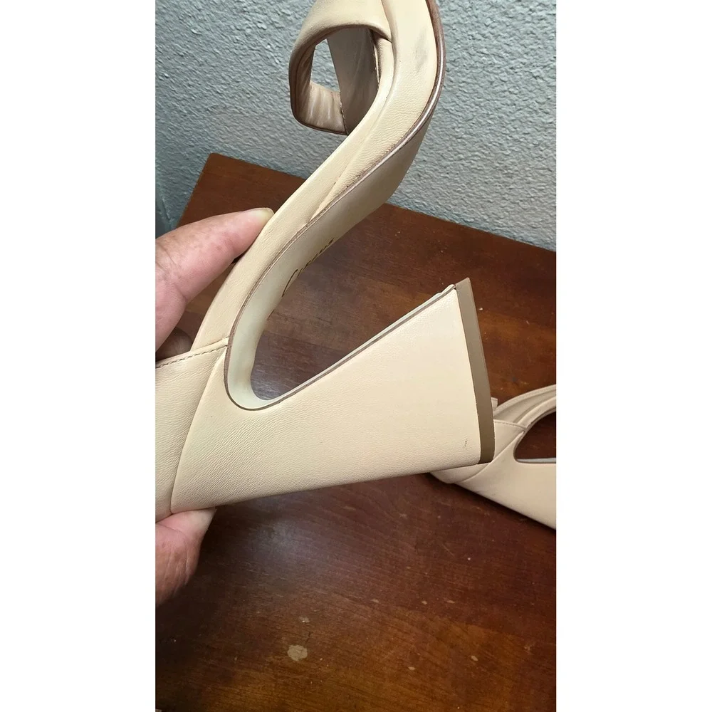 Circus by Sam Edelman Block Heel Sandals Women 10 Beige Ankle Strap Flared Heel - Picture 7 of 7